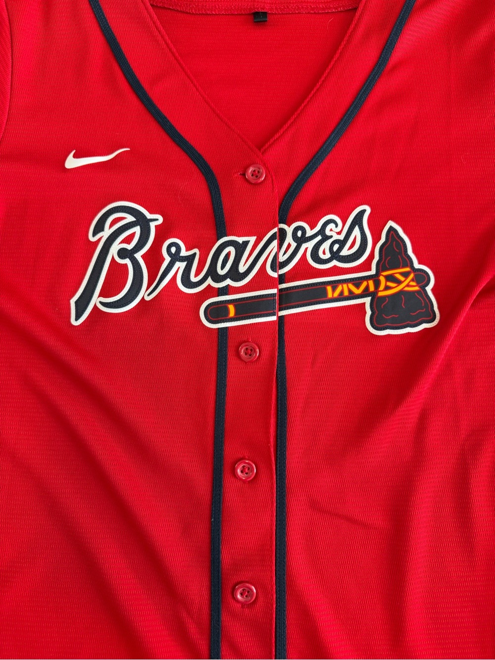 Atlanta Braves Baseball Red Women’s Cut Jersey - Picture 3 of 7